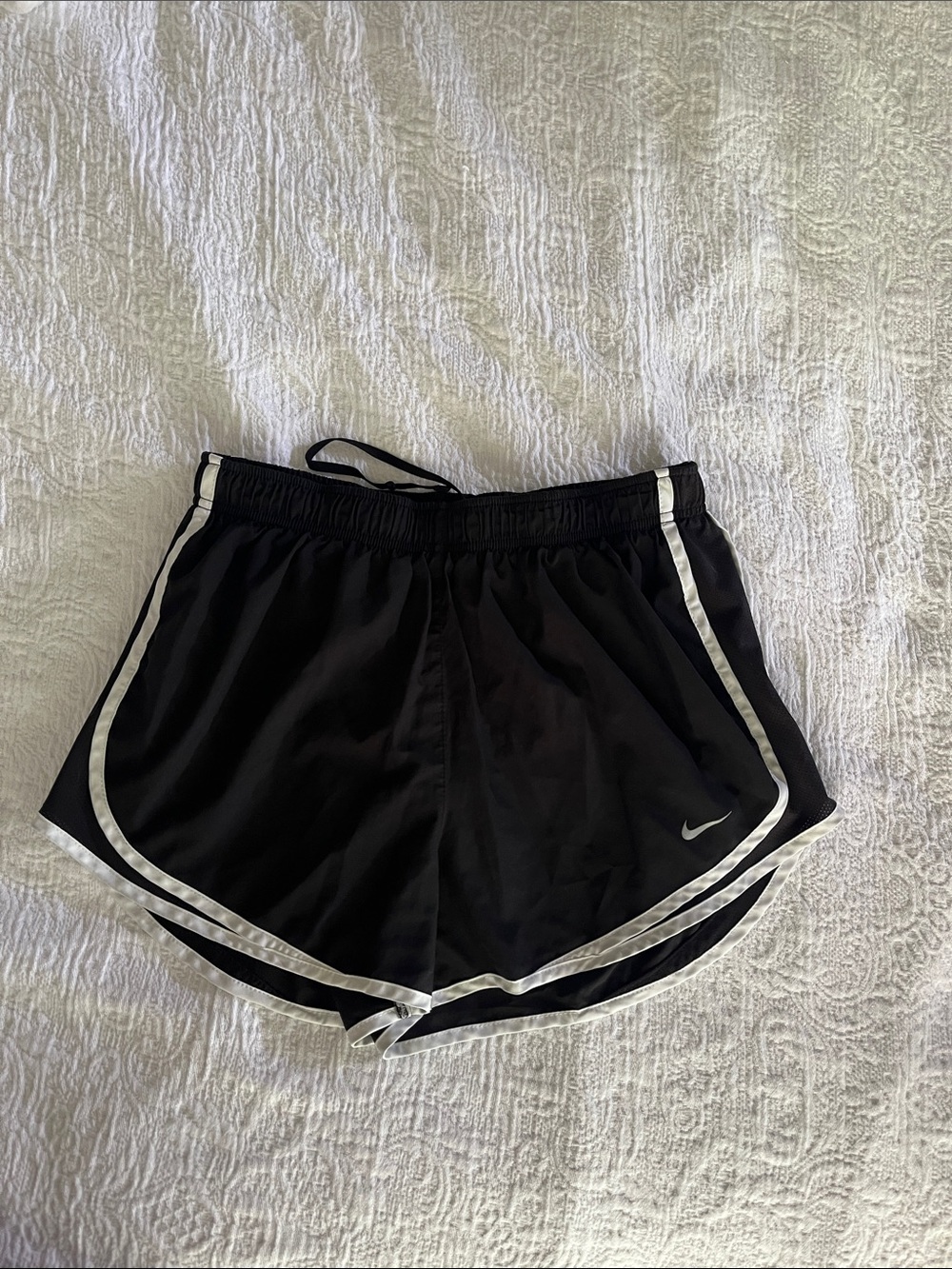 Nike Black Athletic Shorts with White Piping